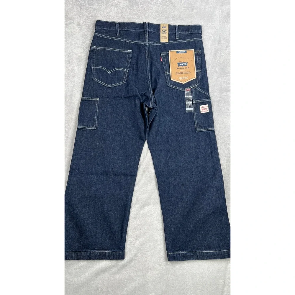 Levi's 568 Double Knee Carpenter Jeans 40x30 Blue Loose Straight Workwear NWT